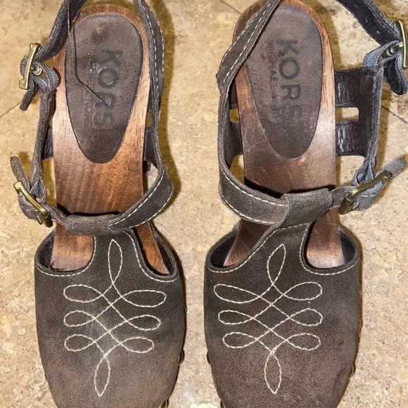 Michael Kors Mary Jane Block Heel & Leather Slingback Clogs Size 7 - Picture 2 of 6